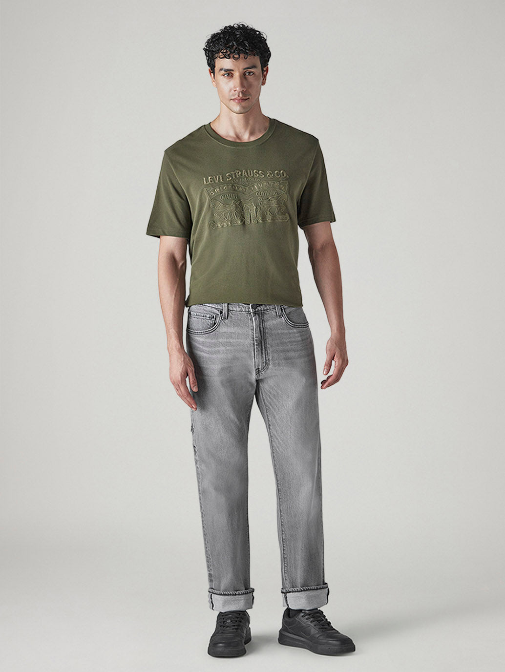 Men's 555 Grey Relaxed Straight Fit Mid Rise Jeans - 32e25afb-dd0e-4c99-b908-0fc58d88f954 View