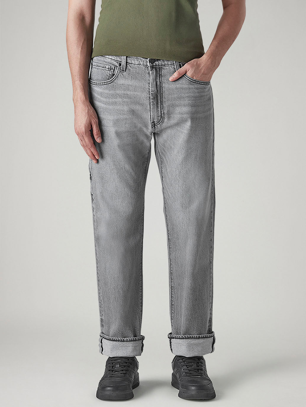 Men's 555 Grey Relaxed Straight Fit Mid Rise Commuter Jeans - 3c29f3b7-2a92-4417-9148-de574932d349 View