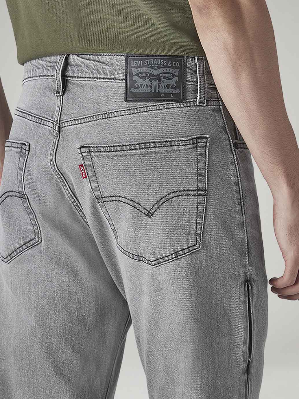 Men's 555 Grey Relaxed Straight Fit Mid Rise Jeans - Detail View