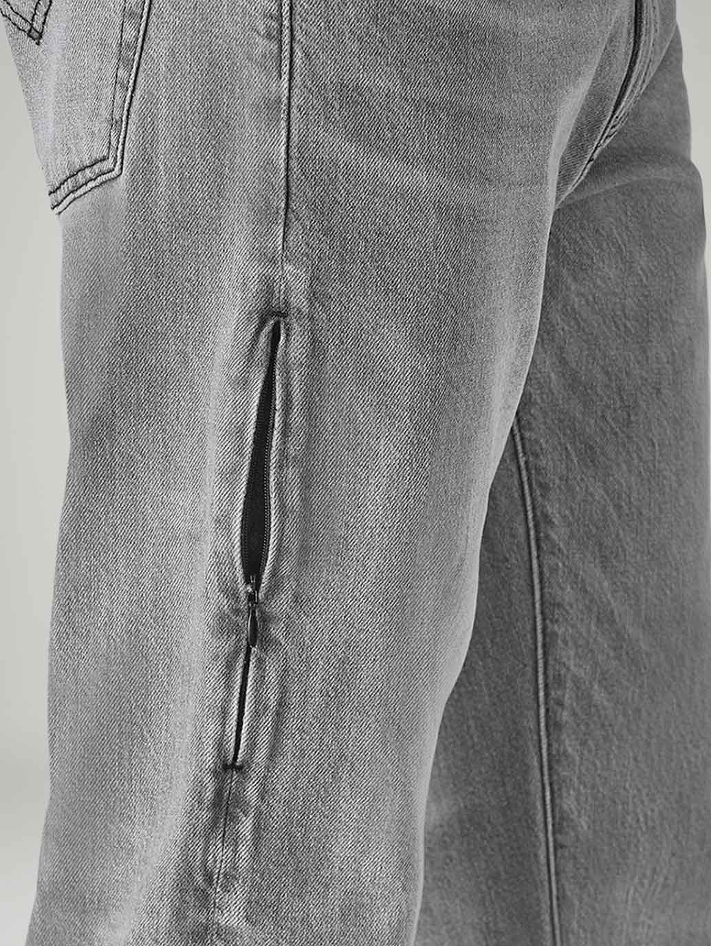Men's 555 Grey Relaxed Straight Fit Mid Rise Jeans - Detail View
