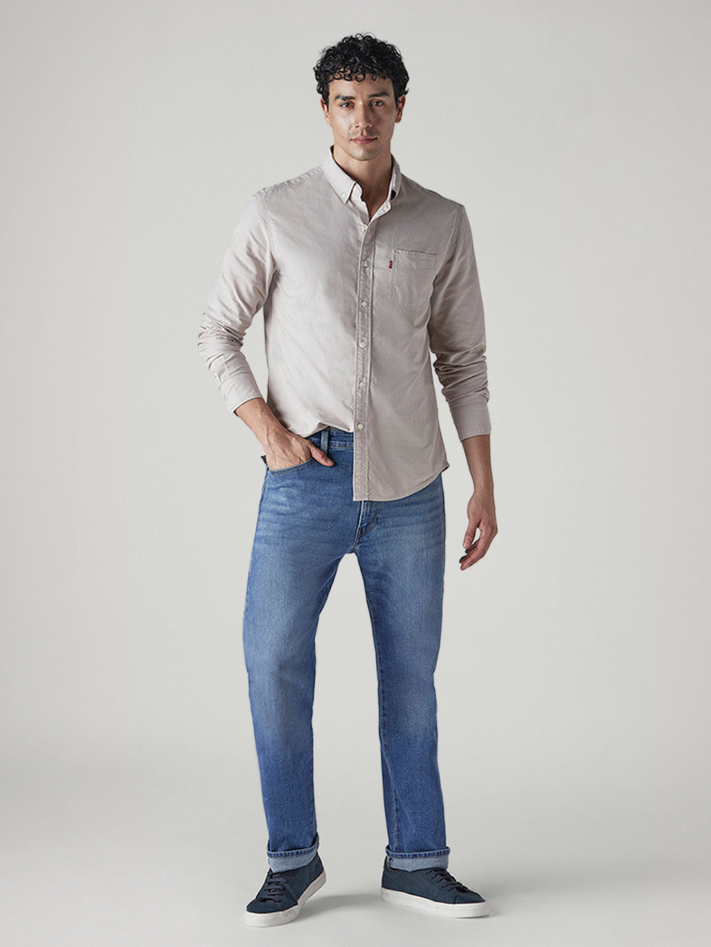 Men's 555 Light Blue Relaxed Straight Fit Mid Rise Commuter Jeans