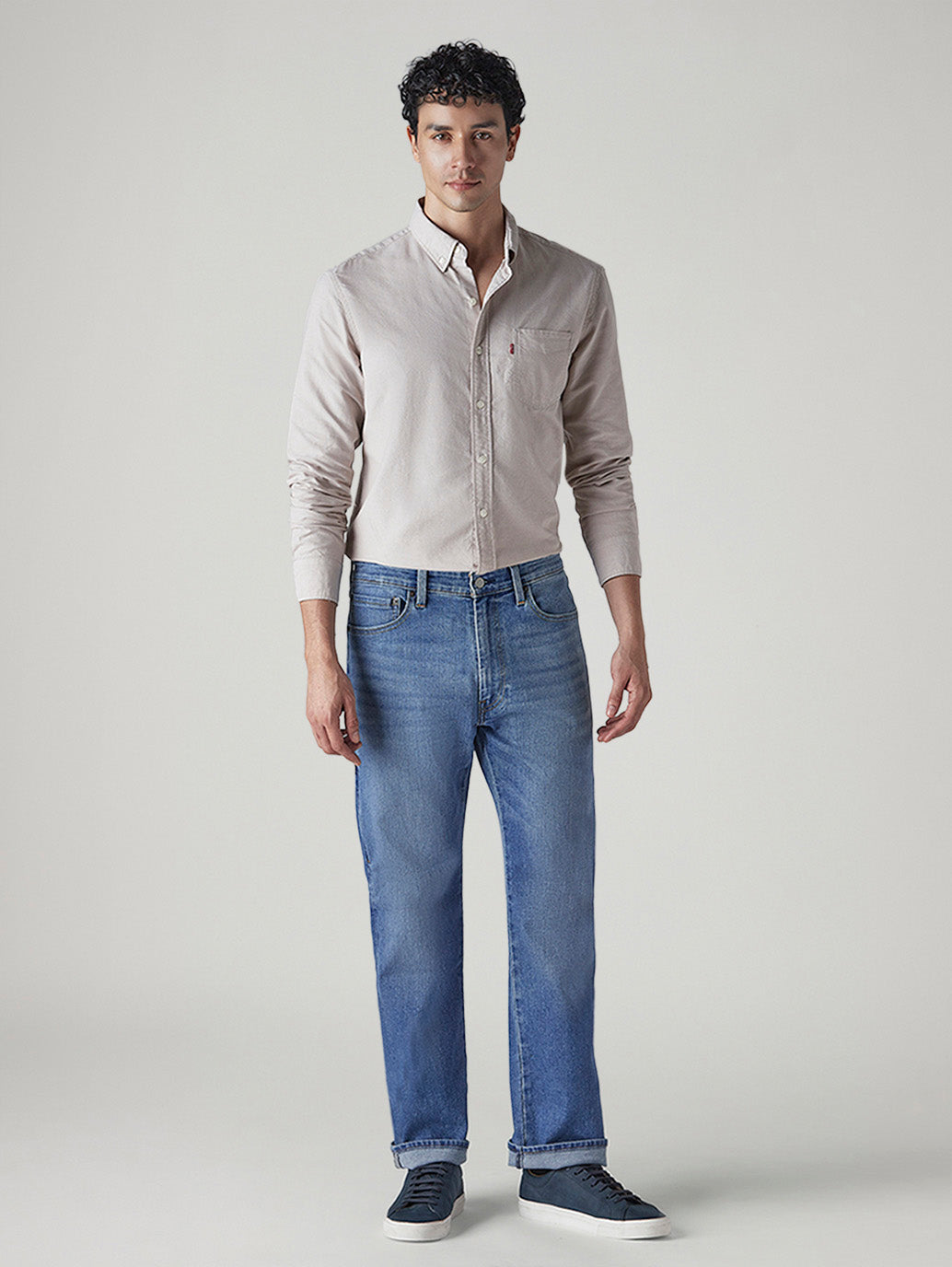 Men's 555 Light Blue Relaxed Straight Fit Mid Rise Commuter Jeans - 53efc2ac-86de-45ff-b20f-f78eebee4154 View