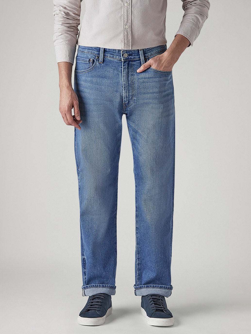 Men's 555 Light Blue Relaxed Straight Fit Mid Rise Commuter Jeans - d7ff5666-f174-4bd8-832b-afe4868054c6 View