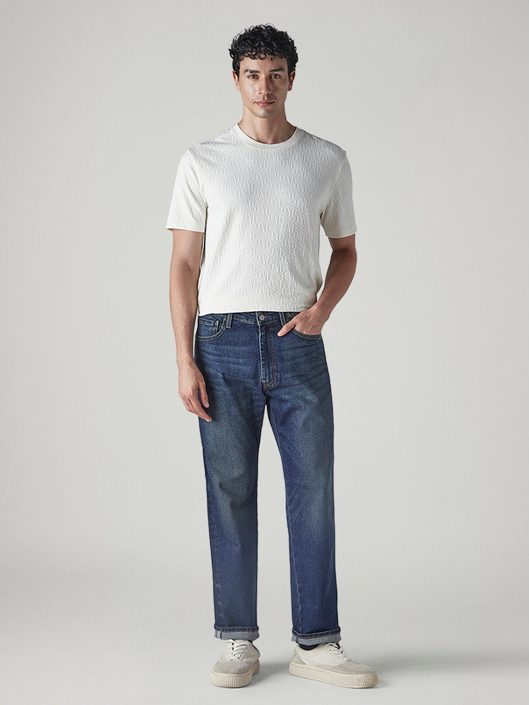 Men's 555 Dark Blue Relaxed Straight Fit Mid Rise Commuter Jeans - 5c59dd2a-f470-48ce-bf55-a04f207d8f8f View