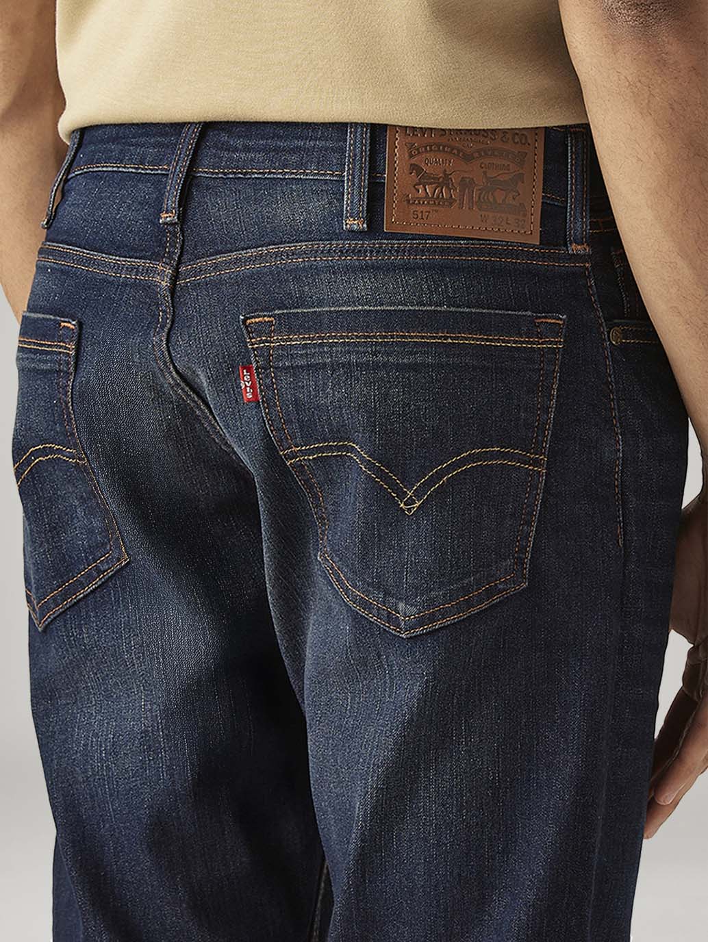 Men's 517 Dark Blue Bootcut Fit Mid Rise Hyper Stretch Jeans - Detail View