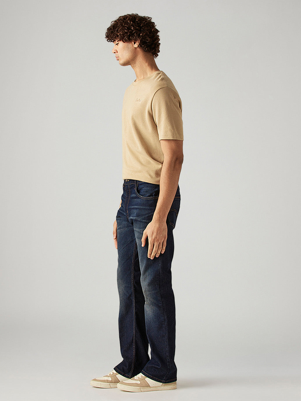Men's 517 Dark Blue Bootcut Fit Mid Rise Hyper Stretch Jeans - Side View