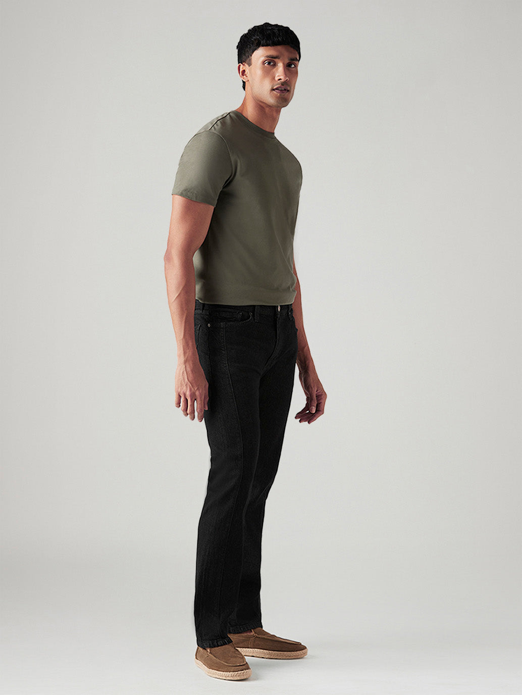 Men's 513 Black Slim Straight Fit Mid Rise Jeans - Side View
