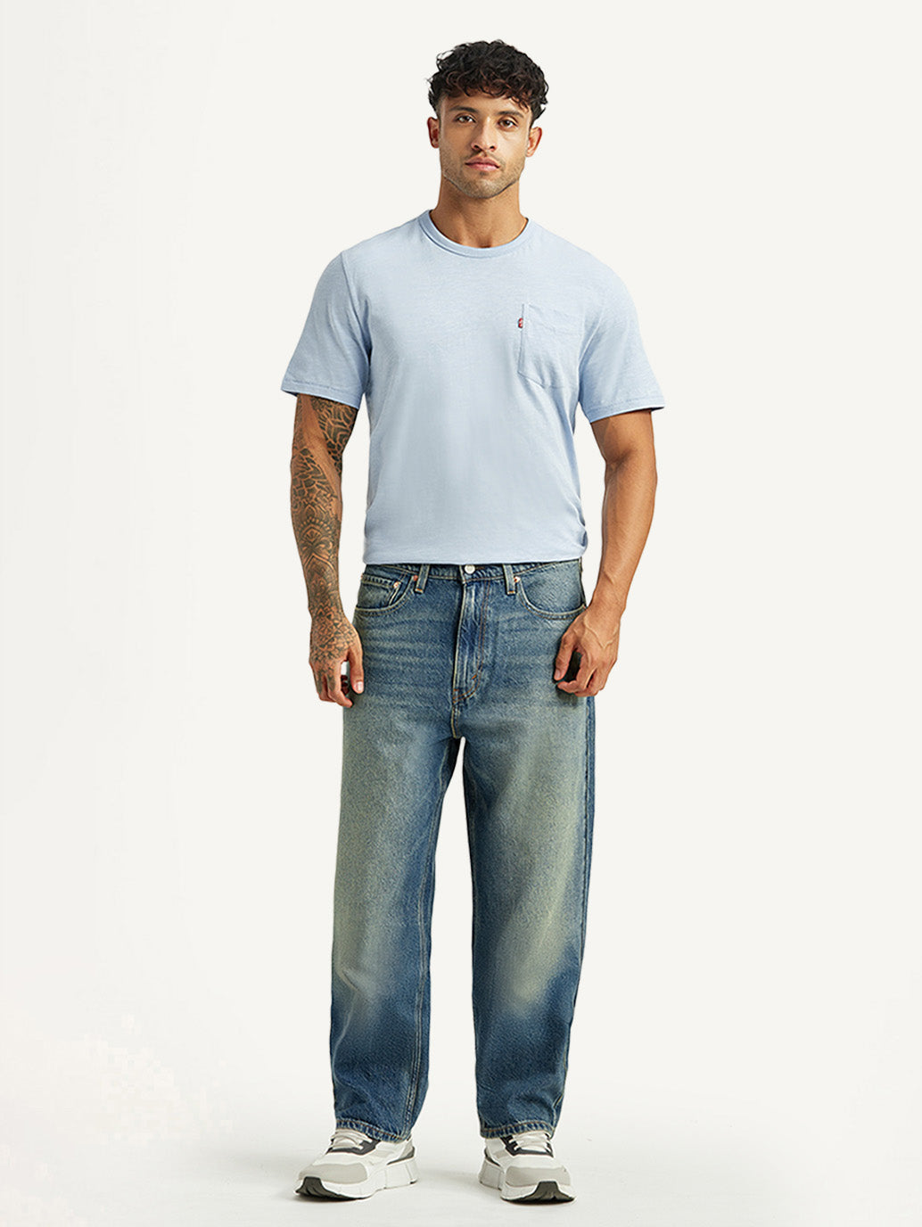 Men's 568 Blue Loose Fit Mid Rise Jeans - Front View