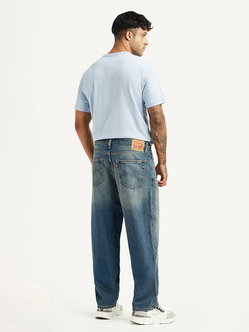 Men's 568 Blue Loose Fit Mid Rise Jeans - Back View