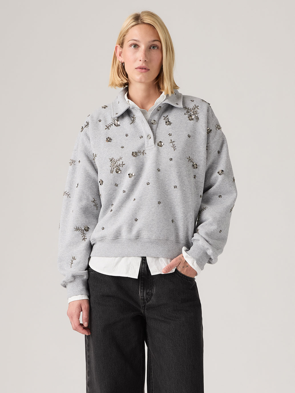Levi's® Women's Vintage Embellished Polo Sweatshirt - Front View