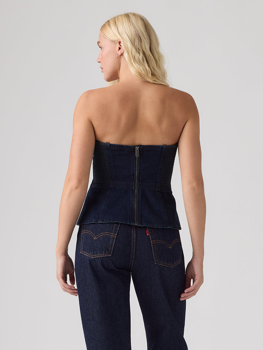 Women's Solid Slim Fit Tube Top - Back View