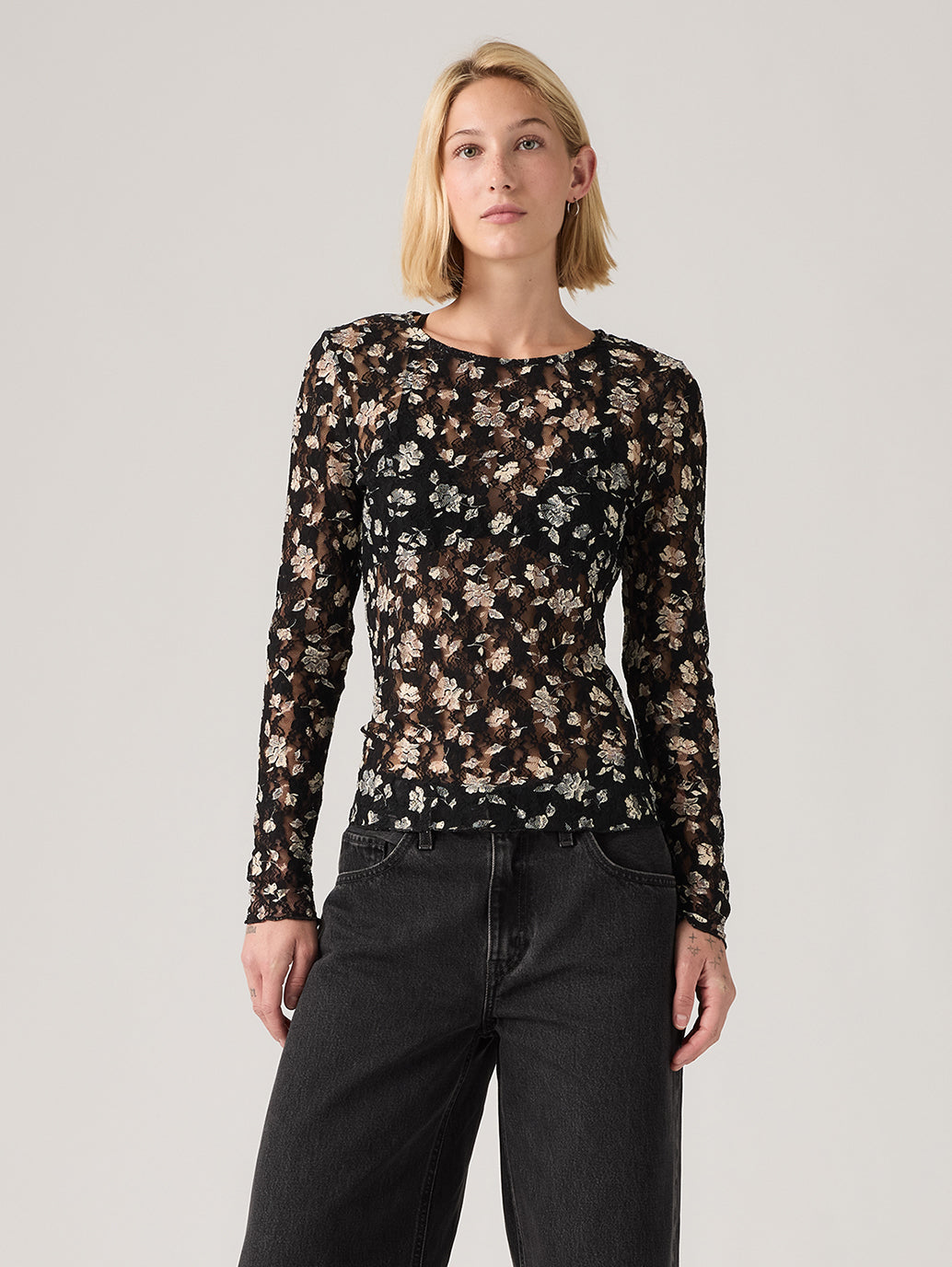 Levi's® Women's Seraphina Lace Long-Sleeve Top - Front View