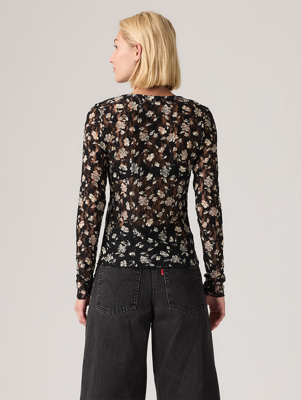 Levi's® Women's Seraphina Lace Long-Sleeve Top - Back View