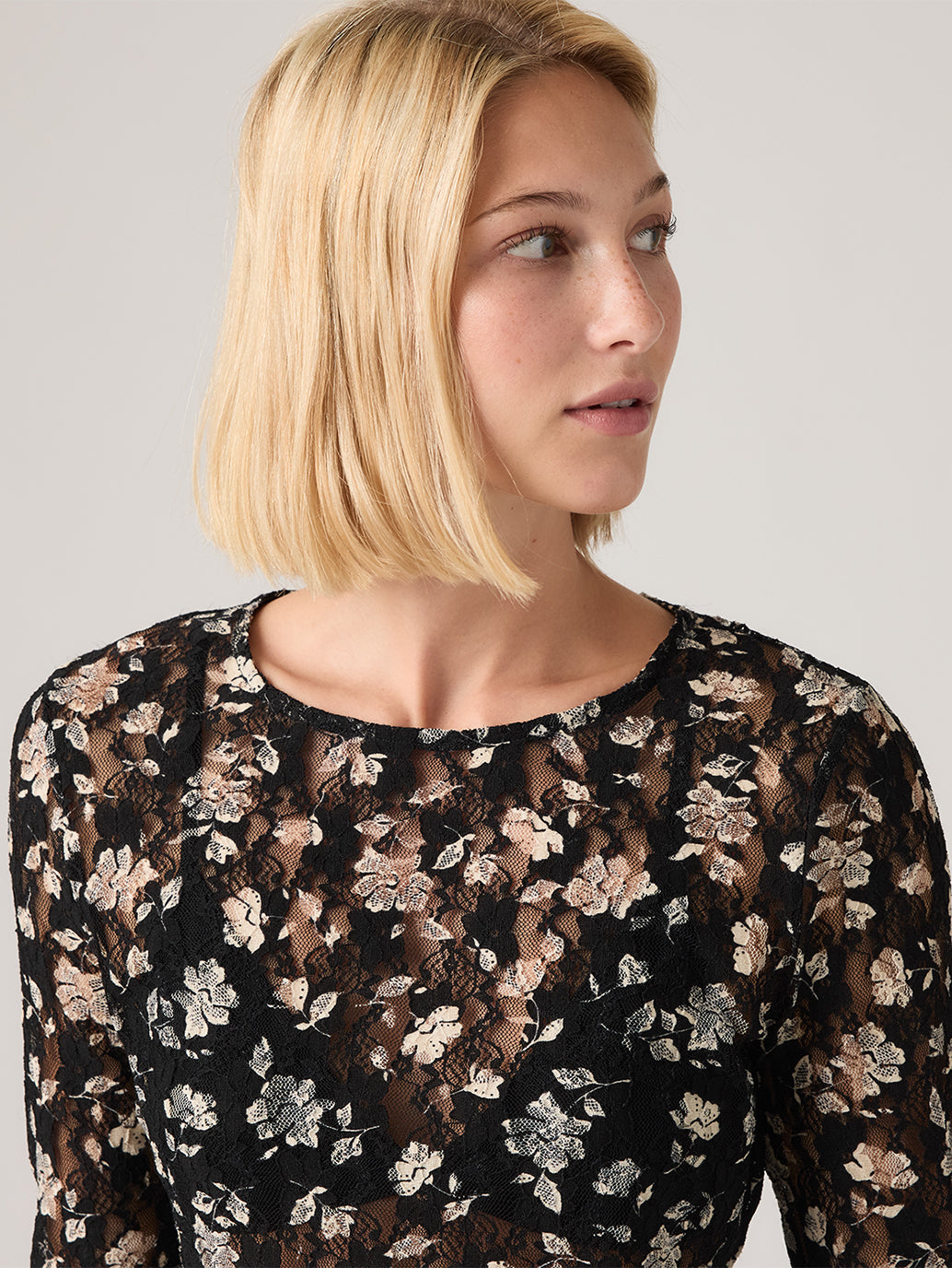 Levi's® Women's Seraphina Lace Long-Sleeve Top - Detail View