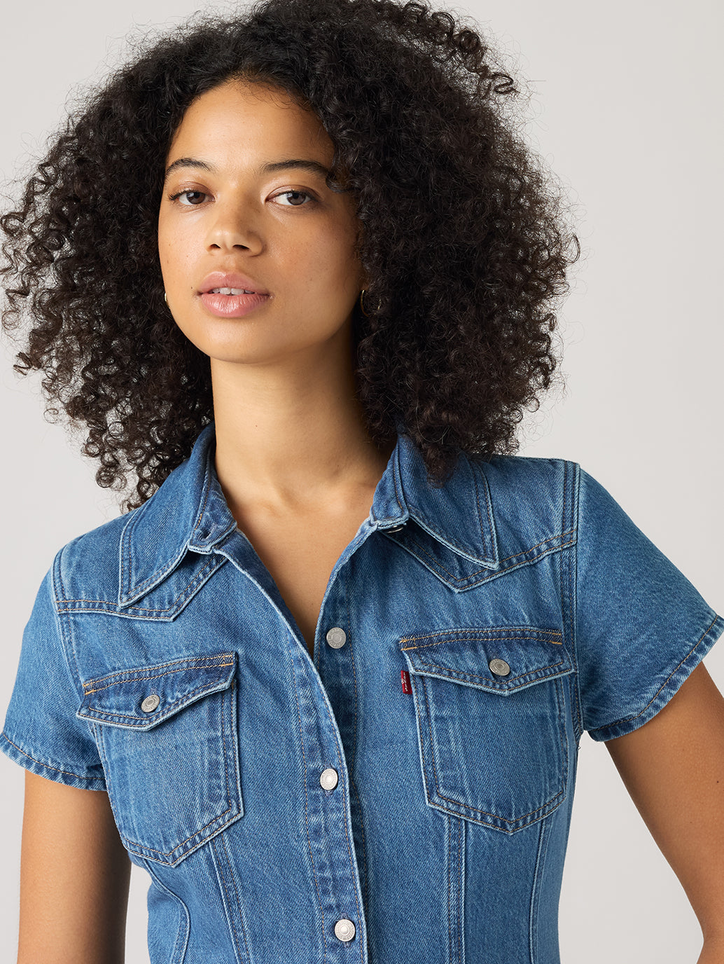 Levi's® Women's Short-Sleeve Fit and Flare Western Dress - detail View