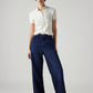 Women's Dark Blue Ribcage Wide Leg Fit High Rise Redloop Jeans - Styleshot View