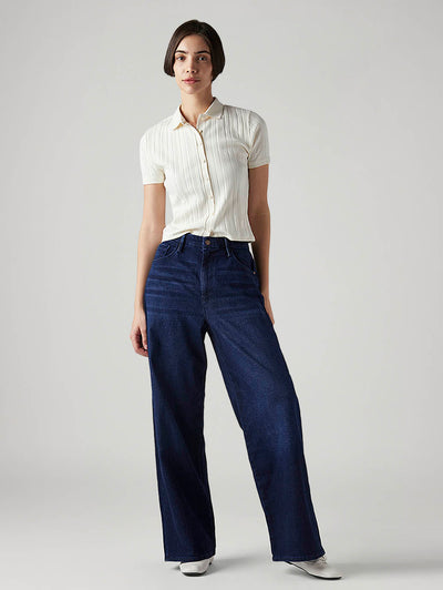 levi's Women's Dark-Blue Ribcage Wide Leg Fit High Rise Redloop Jeans-picture-20