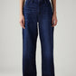 Women's Dark Blue Ribcage Wide Leg Fit High Rise Redloop Jeans - Front View