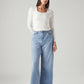 Women's Light Blue Ribcage Wide Leg Fit High Rise Redloop Jeans - Front View