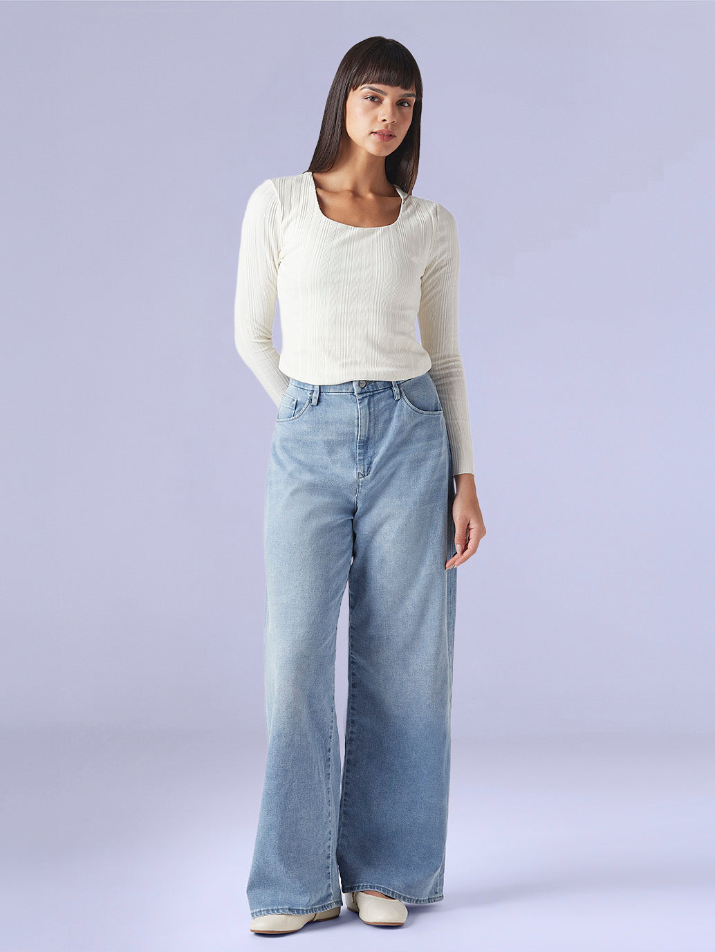 Women's Cinched Ribcage Wide Leg Fit High Rise Redloop Jeans - 0855f074-c117-418f-88a3-ee690616b9a0 View