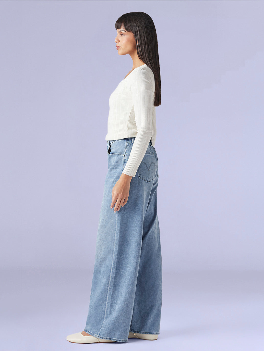 Women's Cinched Ribcage Wide Leg Fit High Rise Redloop Jeans - a4f900b1-ccd8-4121-9967-e8b0c842cb17 View