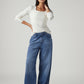 Women's Blue Ribcage Wide Leg Fit High Rise Redloop Jeans - Styleshot View