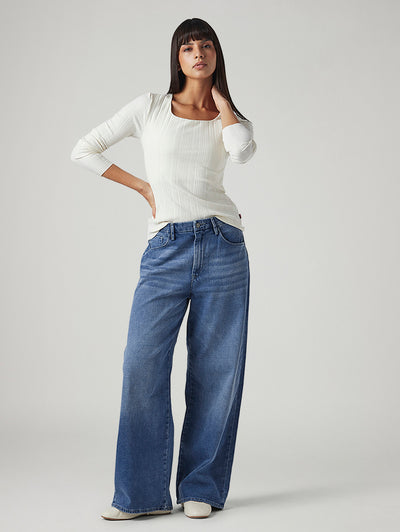 levi's Women's Blue Ribcage Wide Leg Fit High Rise Redloop Jeans-picture-26