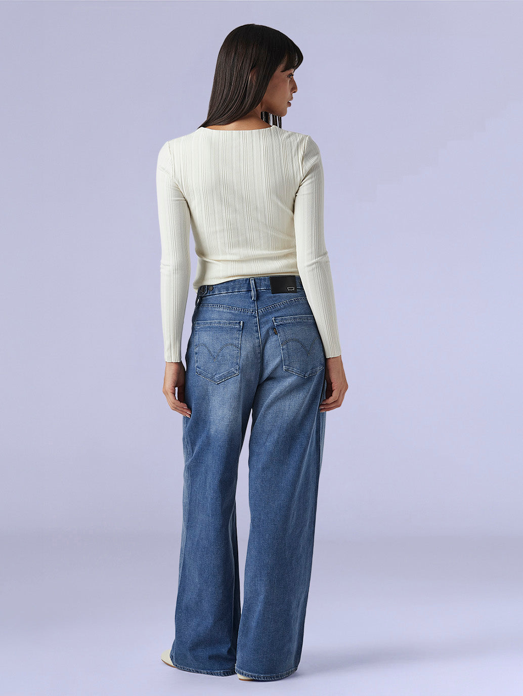 Women's Cinched Ribcage Wide Leg Fit High Rise Redloop Jeans - 08184855-3204-4eba-b1bf-610fdd3158e6 View