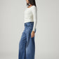 Women's Blue Ribcage Wide Leg Fit High Rise Redloop Jeans - Side View
