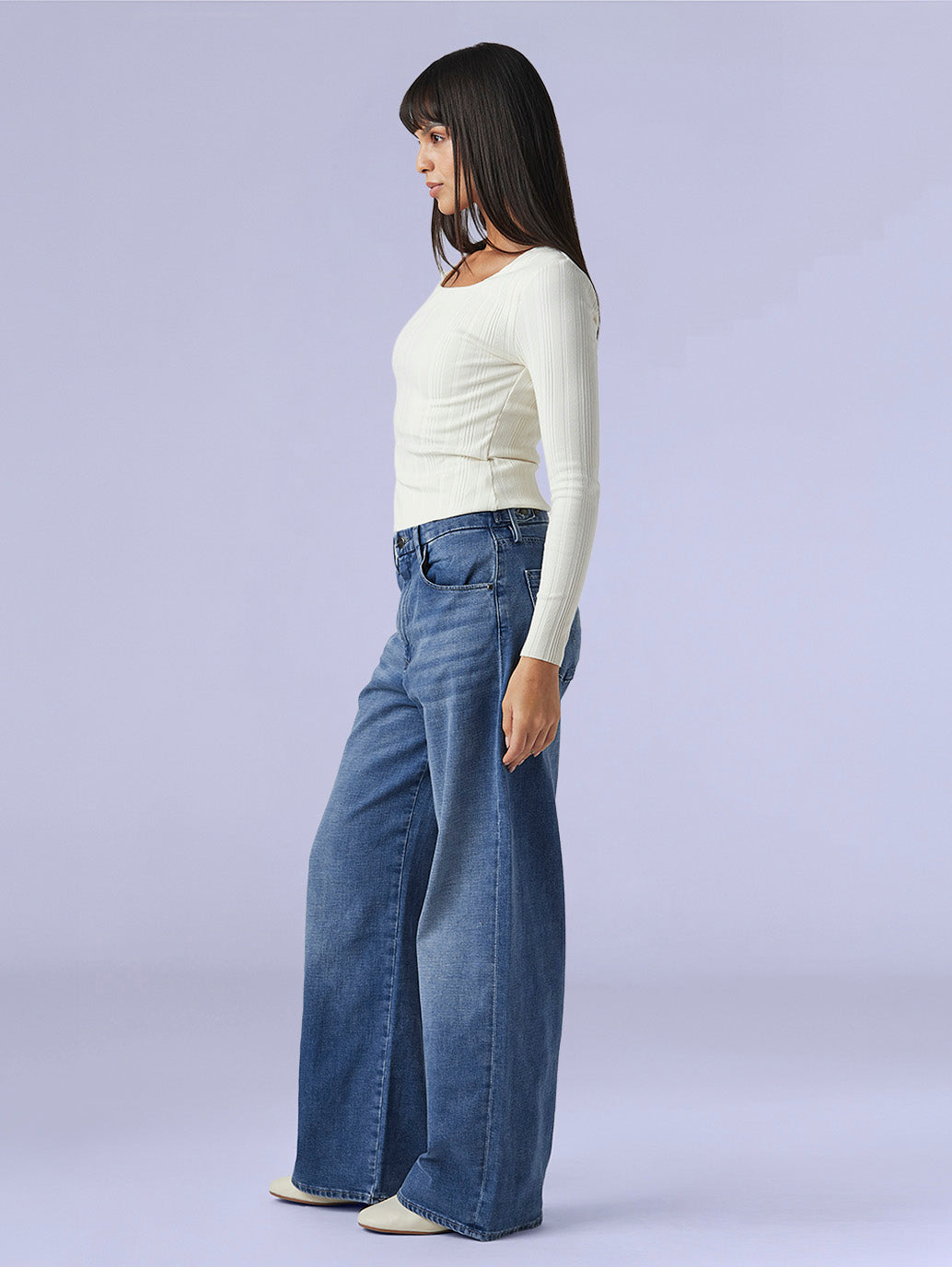 Women's Cinched Ribcage Wide Leg Fit High Rise Redloop Jeans - be8c139a-69e0-4bcd-8e23-5439a5677523 View