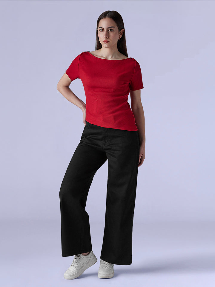 Women's Wide Leg Fit High Rise Redloop Cinched Jeans