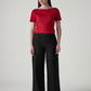 Women's Wide Leg Fit High Rise Redloop Cinched Jeans - Front View