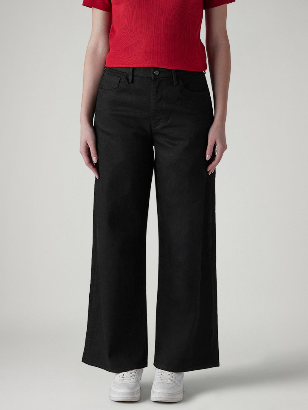 Women's Wide Leg Fit High Rise Redloop Cinched Jeans - Front View
