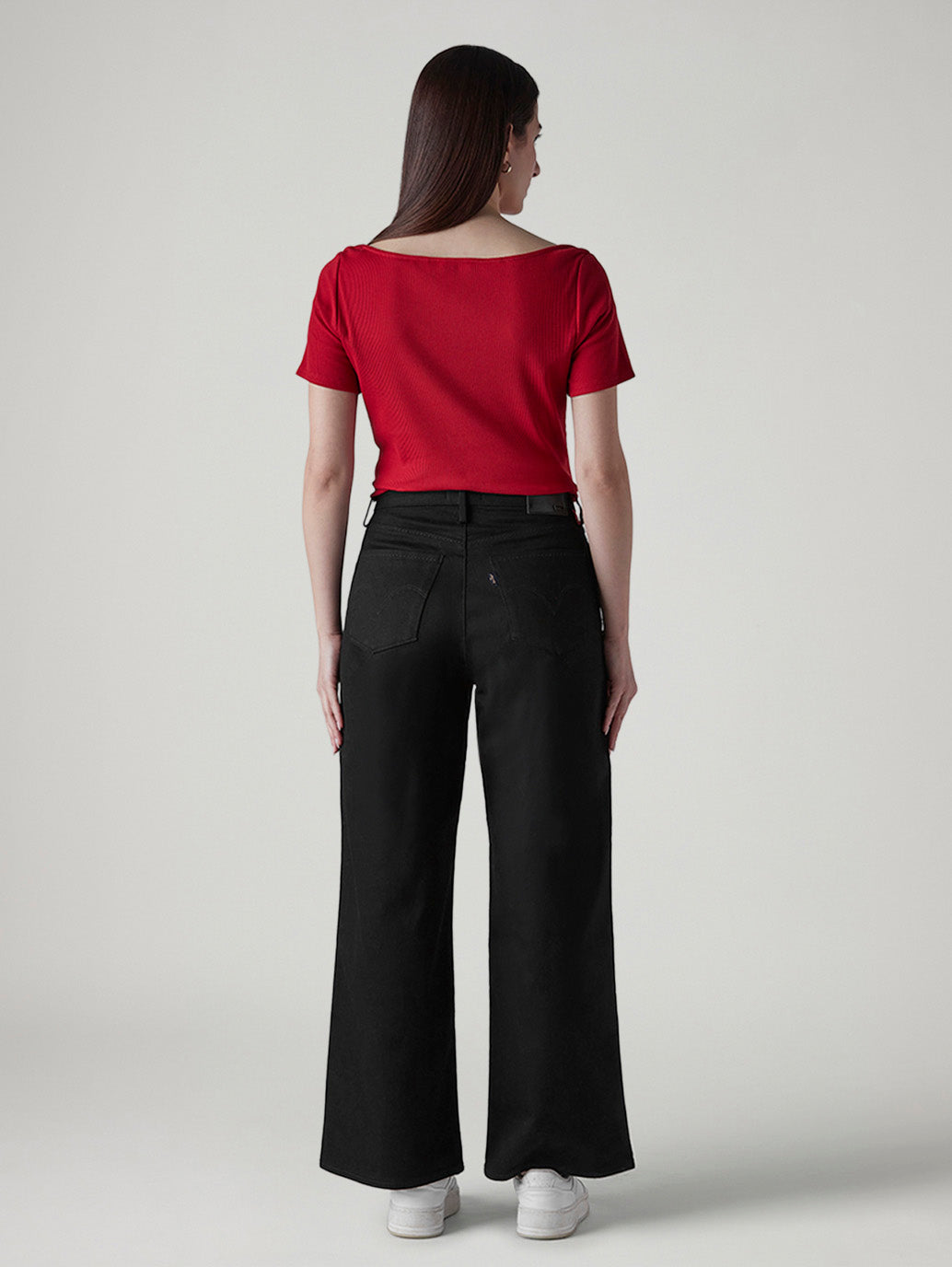 Women's Wide Leg Fit High Rise Redloop Cinched Jeans - Back View
