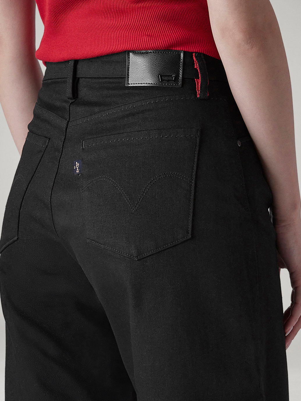Women's Wide Leg Fit High Rise Redloop Cinched Jeans - detail View