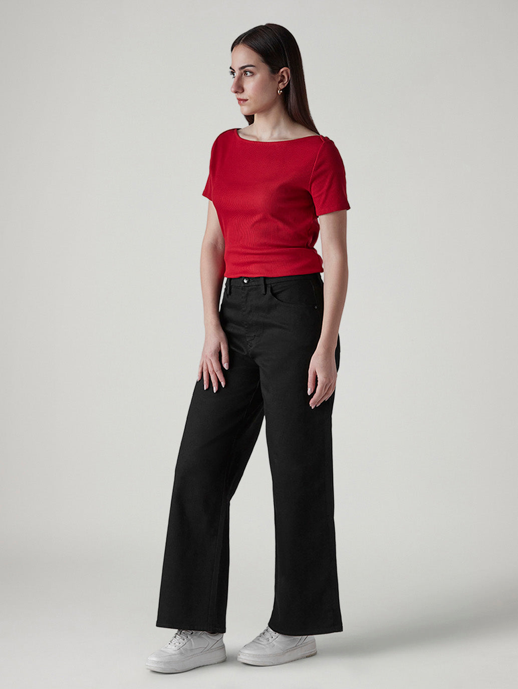 Women's Wide Leg Fit High Rise Redloop Cinched Jeans - Side View