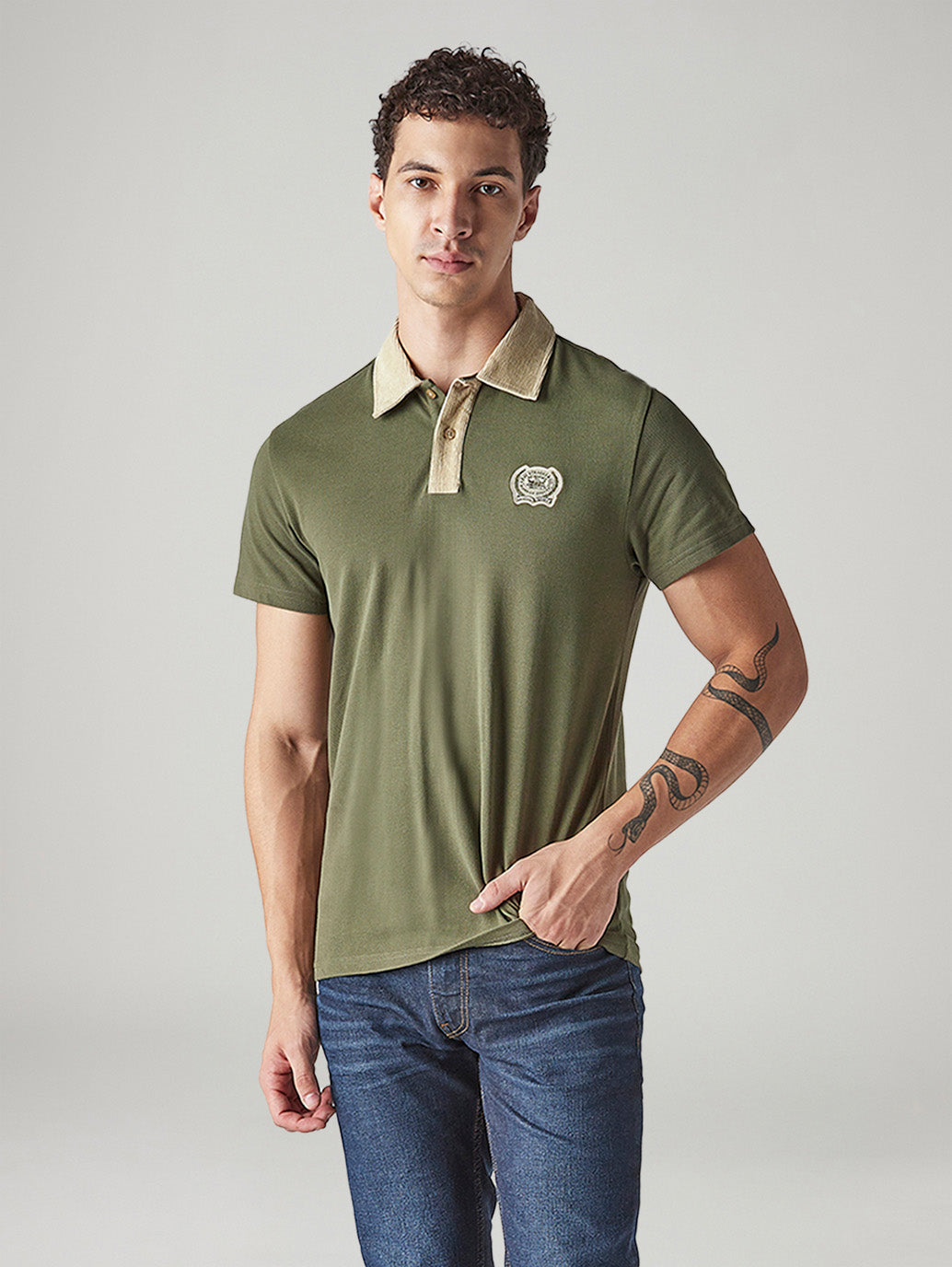 Men's Colorblock Loose Fit Pique Polo T-shirt