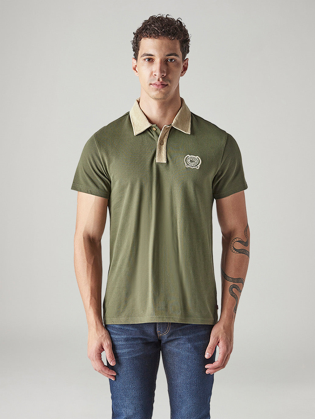 Men's Colorblock Loose Fit Pique Polo T-shirt - Front View