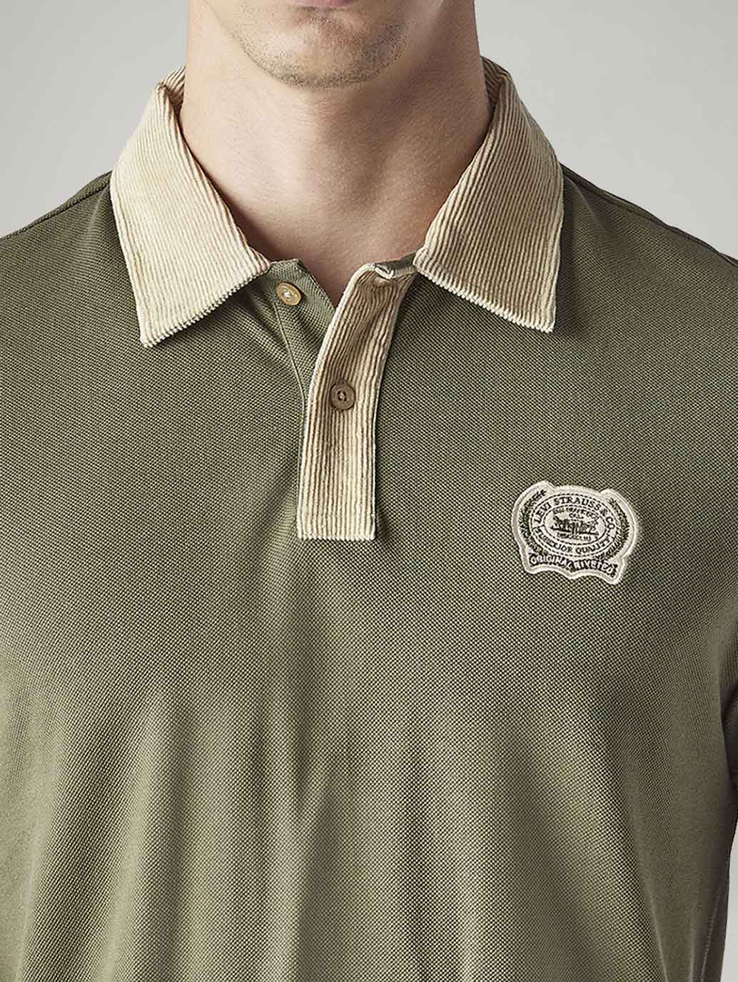Men's Colorblock Loose Fit Pique Polo T-shirt - Detail View