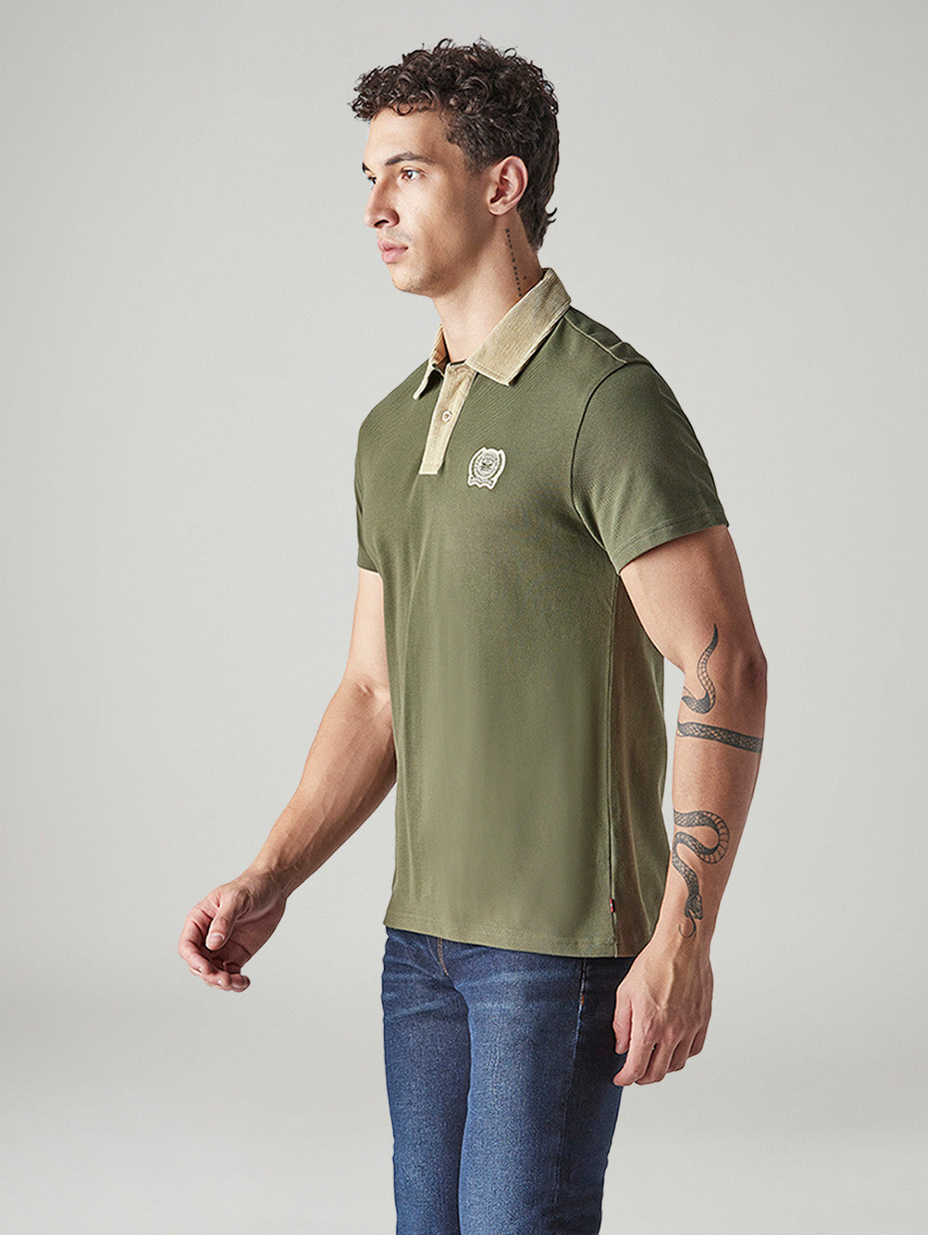 Men's Colorblock Loose Fit Pique Polo T-shirt - Side View