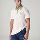 Men's Colorblock Off White Loose Fit Pique Polo T shirt - Styleshot View