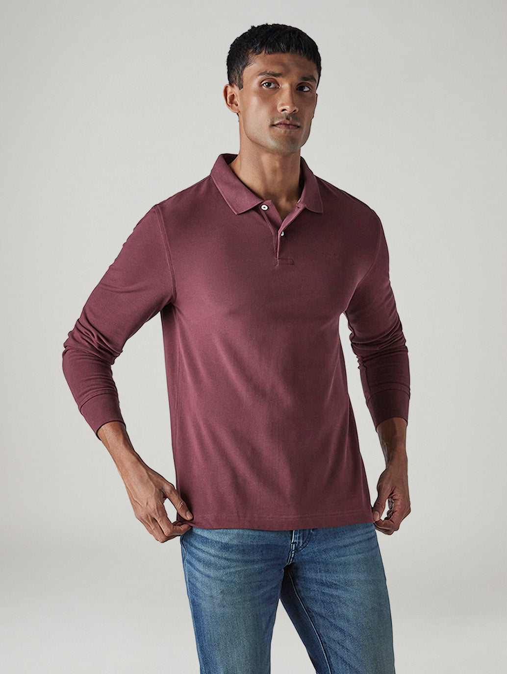 Men's Solid Maroon Pique Polo T-Shirt