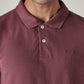 Men's Solid Maroon Pique Polo T-Shirt - Detail View