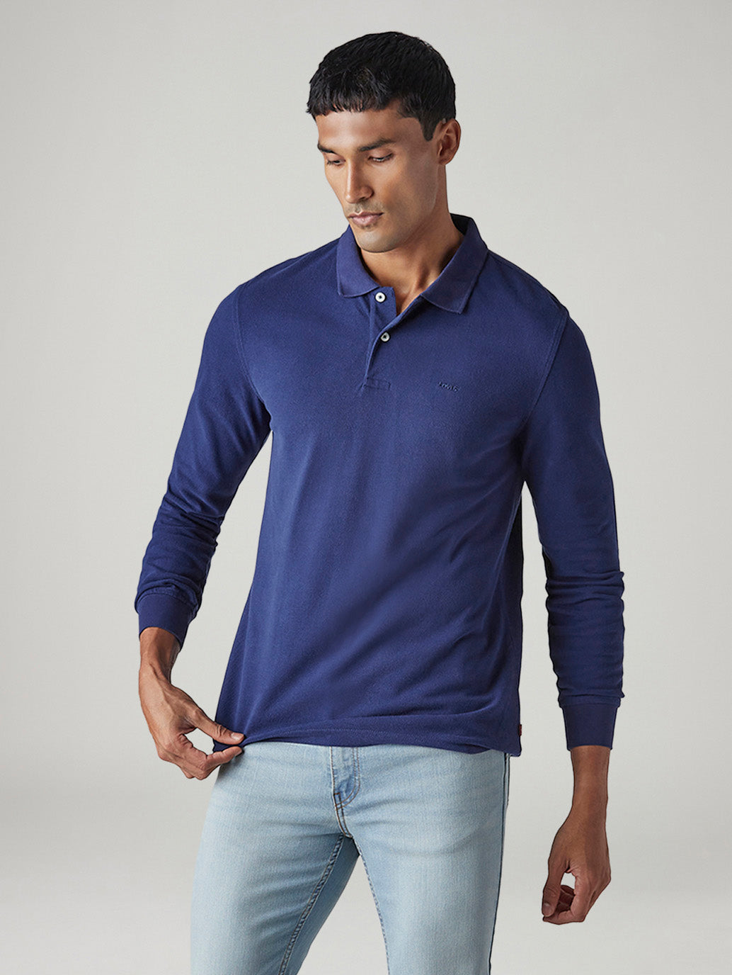 Men's Solid Dark Blue Pique Polo T-shirt