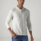 Men's Solid Off White Pique Polo T-Shirt - Front View