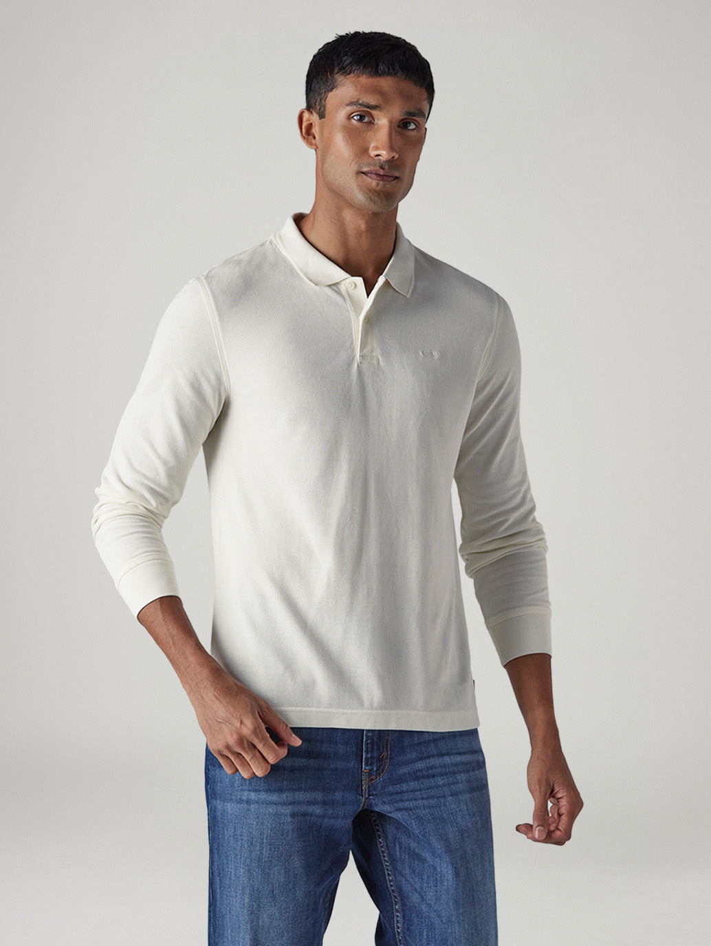 Men's Solid Off White Pique Polo T-Shirt