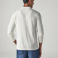 Men's Solid Off White Pique Polo T-Shirt - Back View