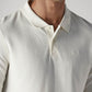 Men's Solid Off White Pique Polo T-Shirt - Detail View
