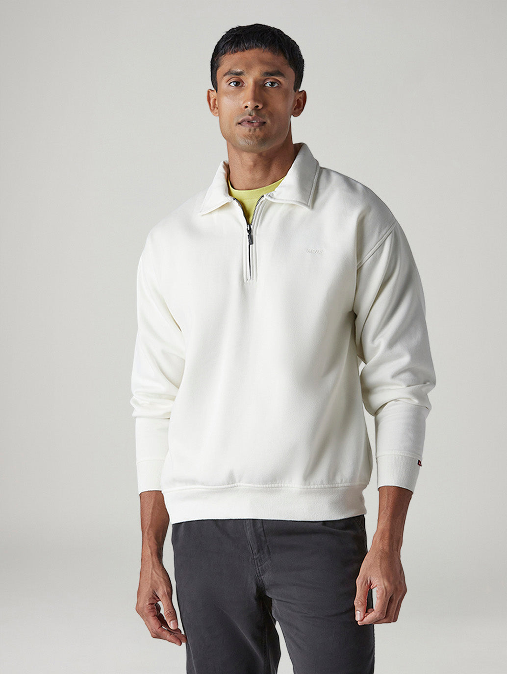 Men's Solid Boxy Fit Sweatshirt - Front View