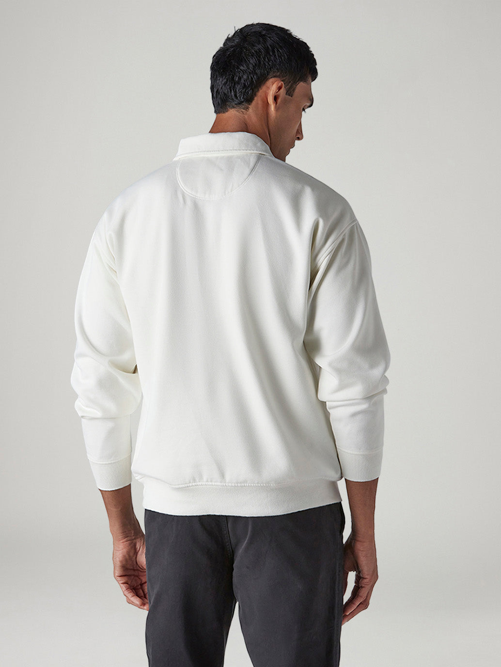 Men's Solid Boxy Fit Sweatshirt - Back View
